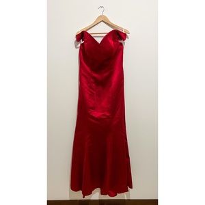 Cherry Red Formal Gown mermaid silhouette sweetheart neckline Maxi Long